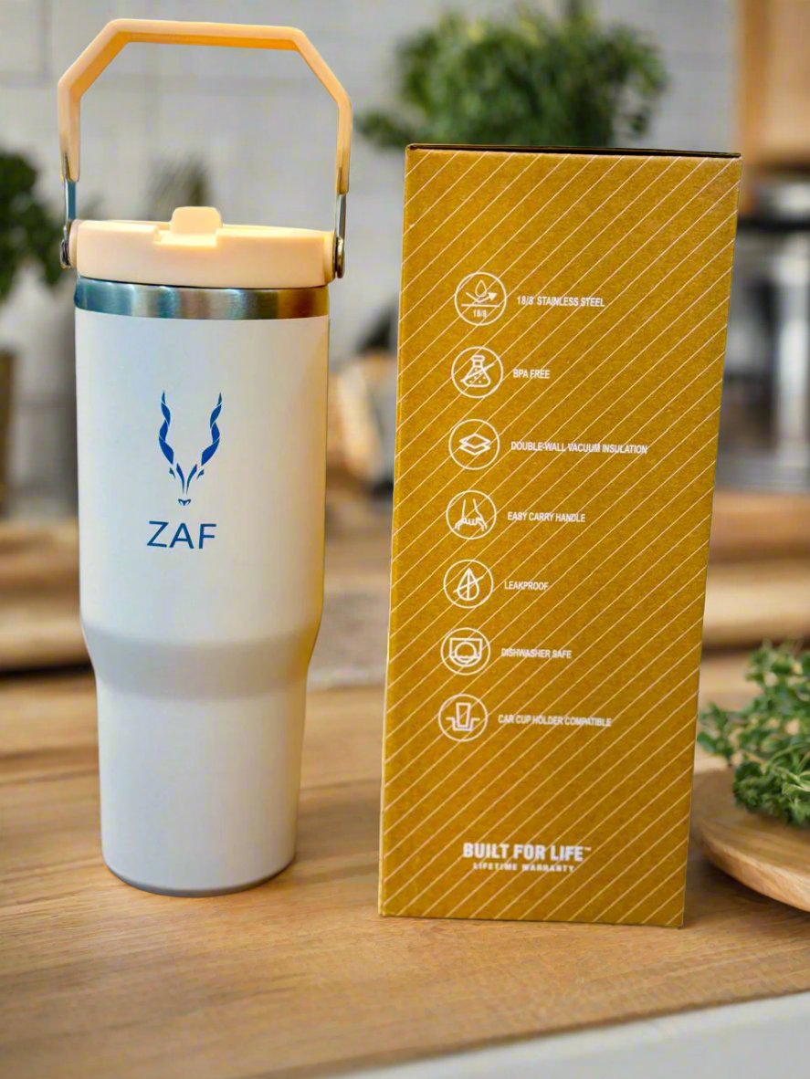 ZAF Tumbler Flip Straw Water Bottle With Straw 0.88L